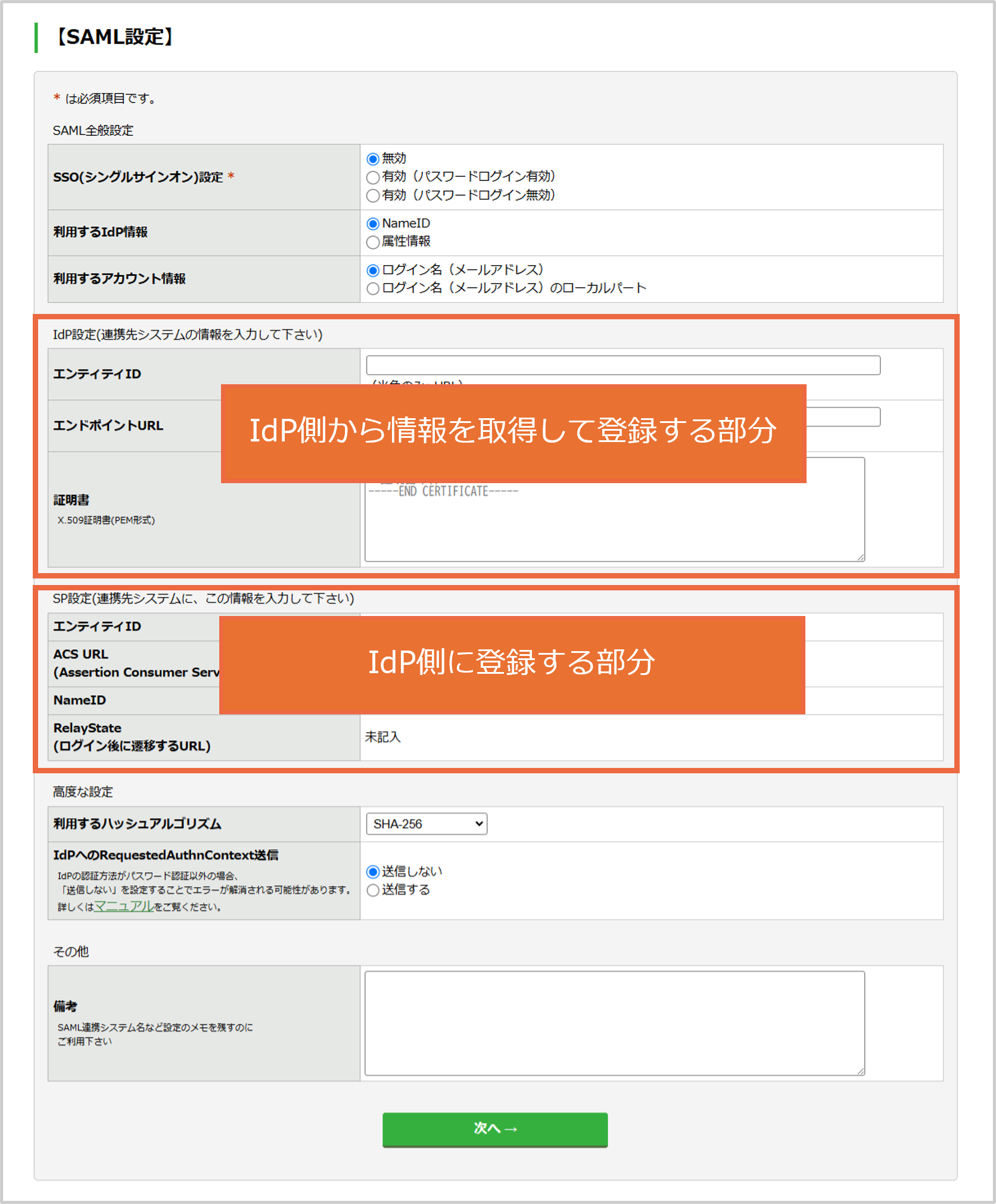 シングルサインオン（SSO）のためのSAML連携を設定する（設定画面概要）.png